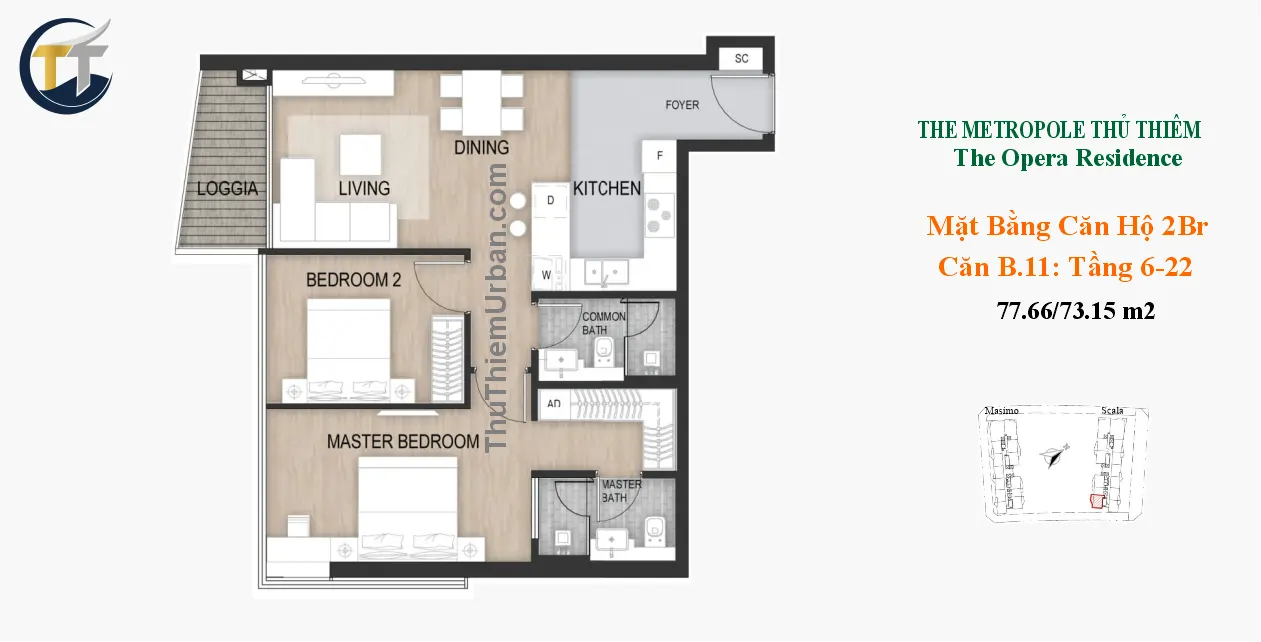 căn hộ scala b11 - 2 phòng ngủ the opera sơn kim land - quốc lộc phát new
