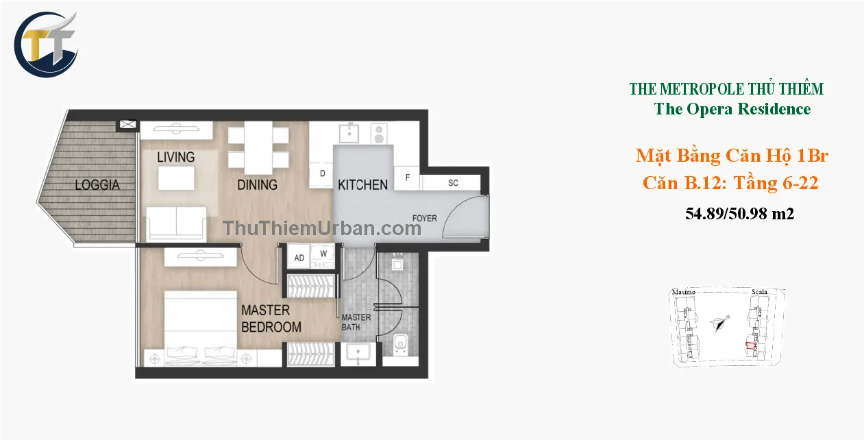 căn hộ scala b12 - 2 phòng ngủ the opera sơn kim land - metropole new