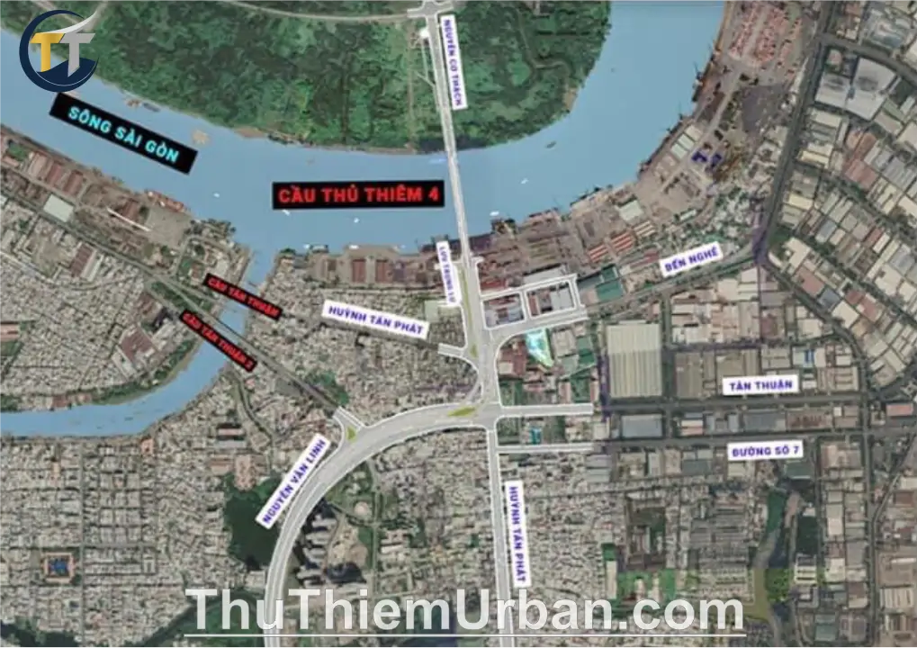 điểm kết nối cầu thủ thiêm 4 với đường nguyễn văn linh & huỳnh tấn phát quận 7 new