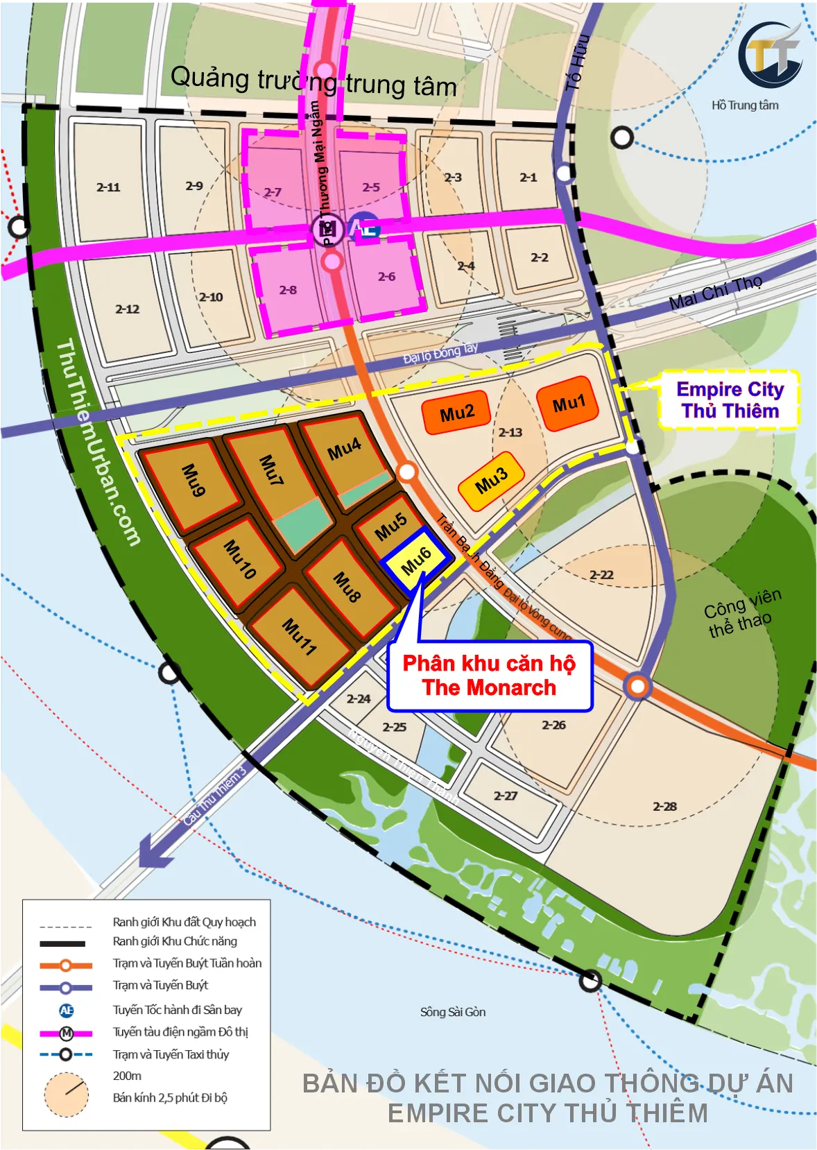 kết nối giao thông the monarch - mu6 empire city thủ thiêm - kepple land new