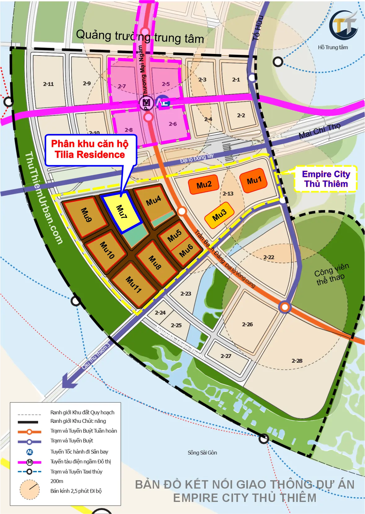 kết nối giao thông dự án tilia residence - mu7 empire city thủ thiêm - kepple land new