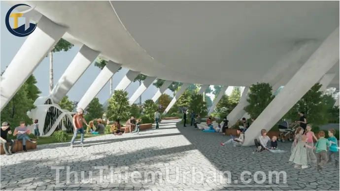 không gian dừng chân cầu đi bộ thủ thiêm vượt sông Sài Gòn new