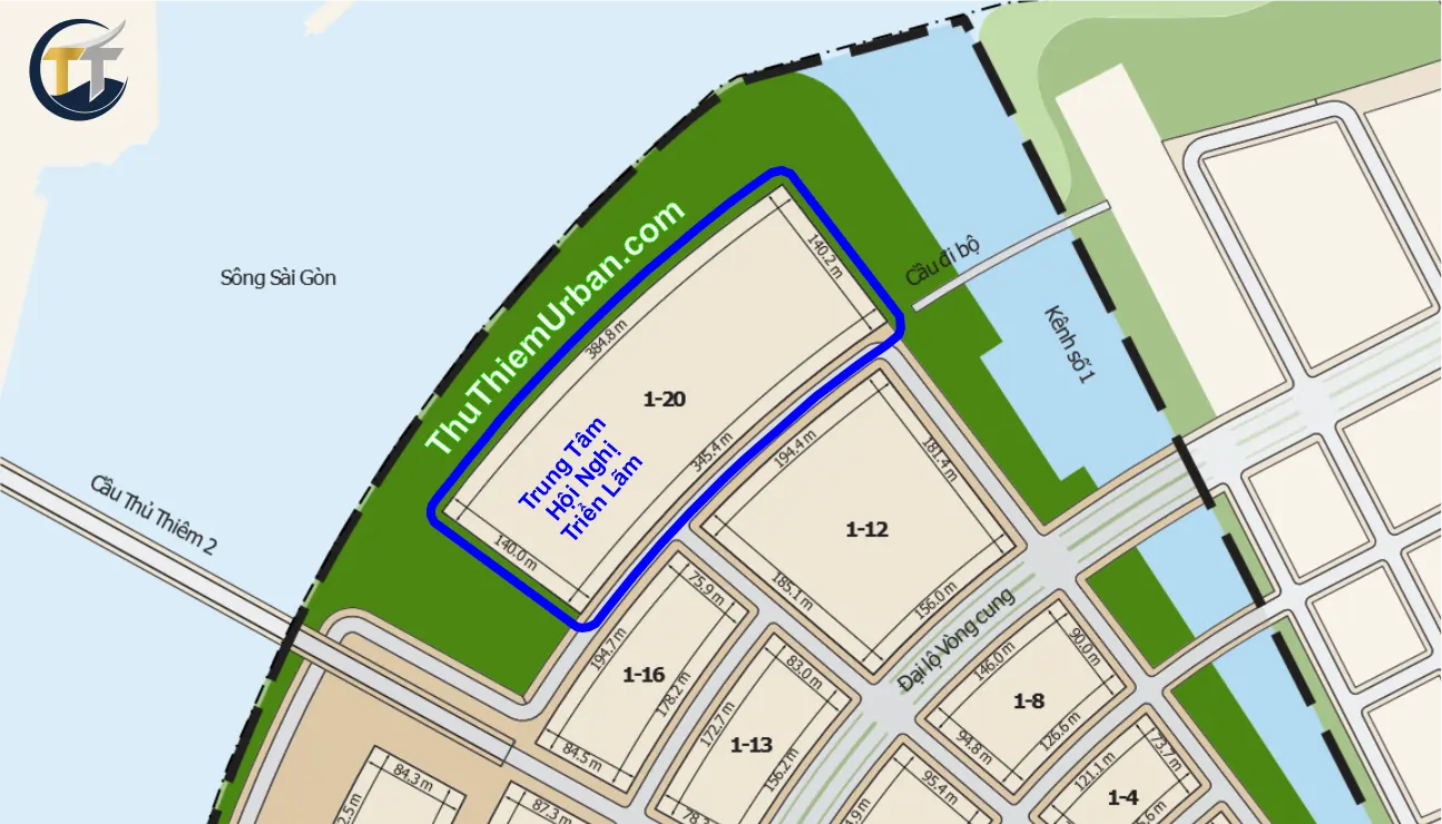 kích thước lô đất quy hoạch trung tâm hội nghị triển lãm thủ thiêm new