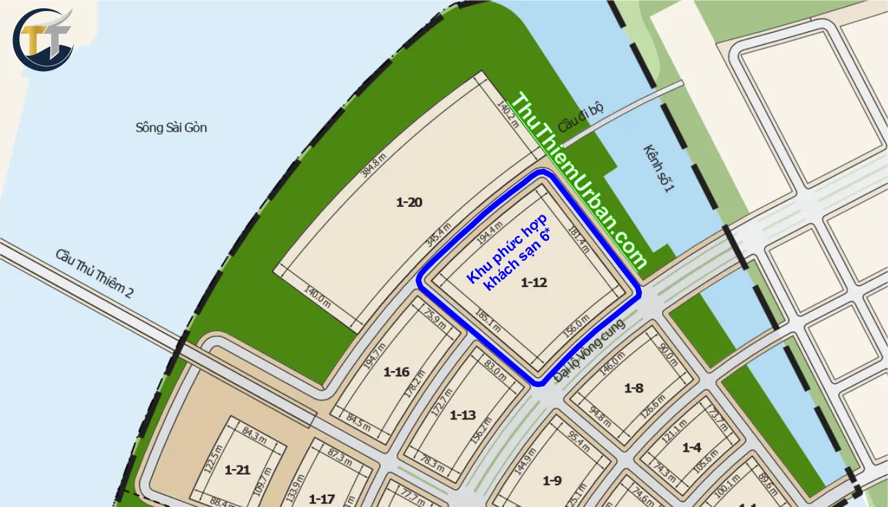 kích trước lô đất quy hoạch phát triển khu phức hợp khách sạn 6 sao thủ thiêm new