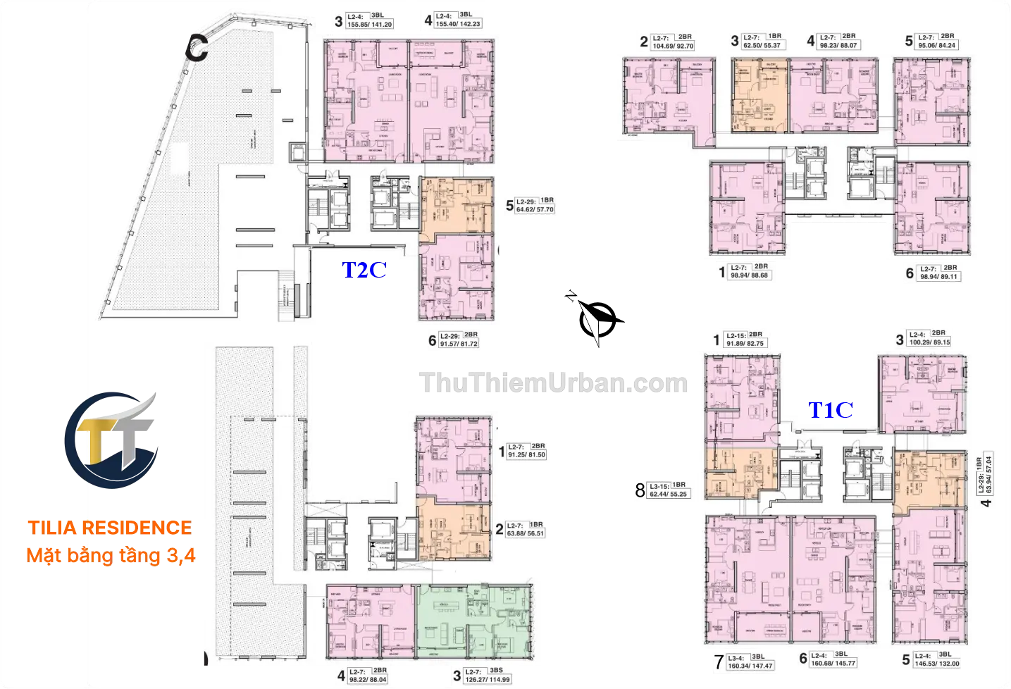 mặt bằng chi tiết căn hộ tilia empire city thủ thiêm - tầng 3,4 Residence new