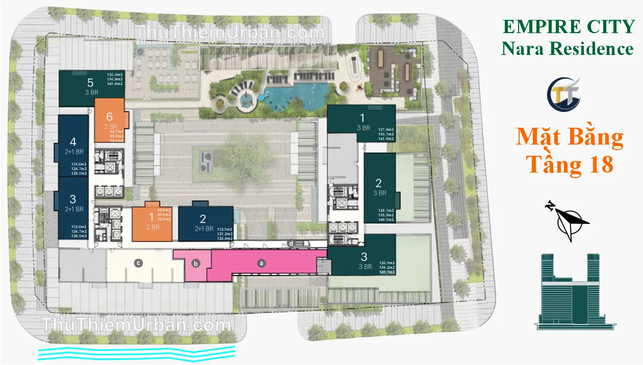 mặt bằng (layout) căn hộ dự án nara residence - mu8 empire city thủ thiêm - tầng 18 tiện ích quận 2 new