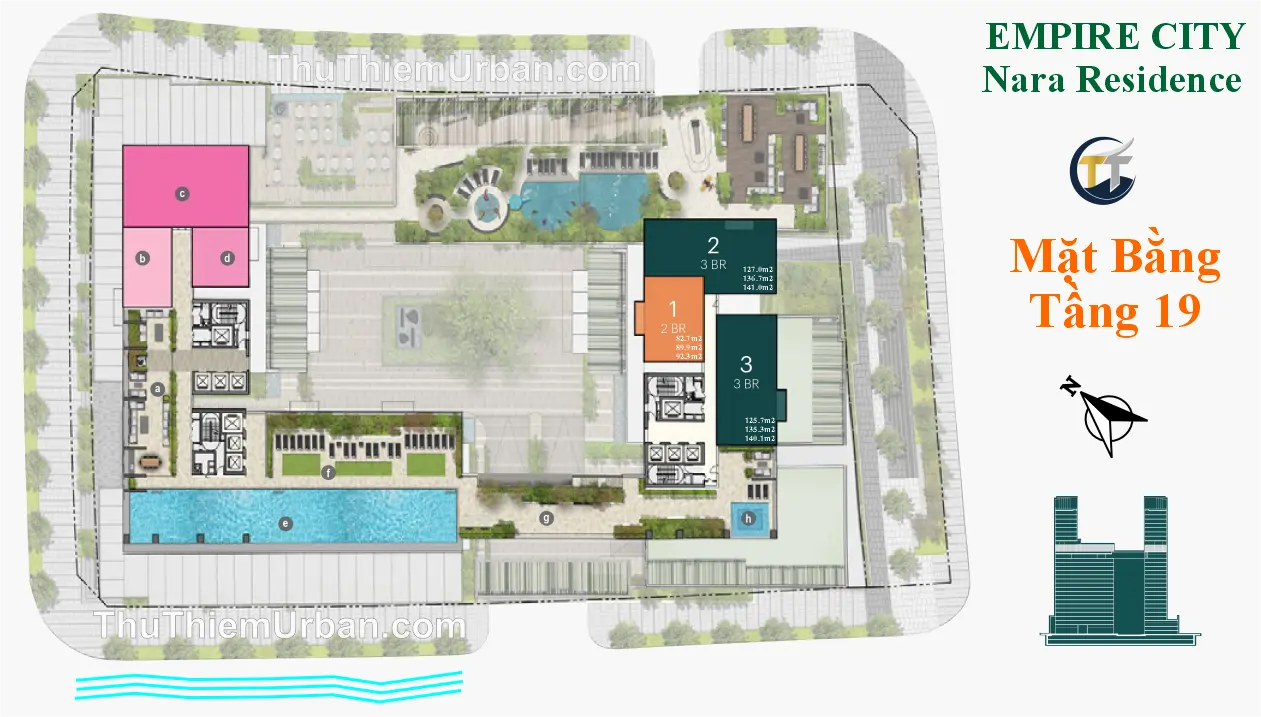 mặt bằng (layout) căn hộ dự án nara residence - mu8 empire city thủ thiêm - tầng 19 tiện ích thủ đức new