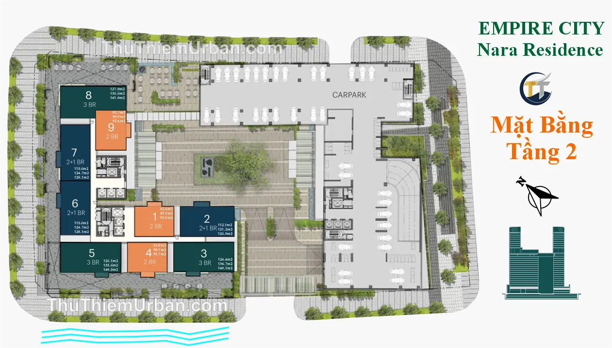 mặt bằng (layout) căn hộ dự án nara residence - mu8 empire city thủ thiêm - tầng 2 - kepple land new