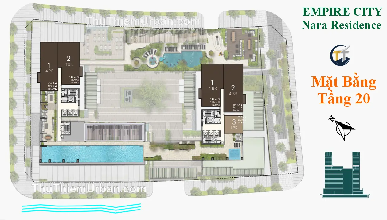 mặt bằng (layout) căn hộ dự án nara residence - mu8 empire city thủ thiêm - tầng 20 tiện ích hồ bơi new