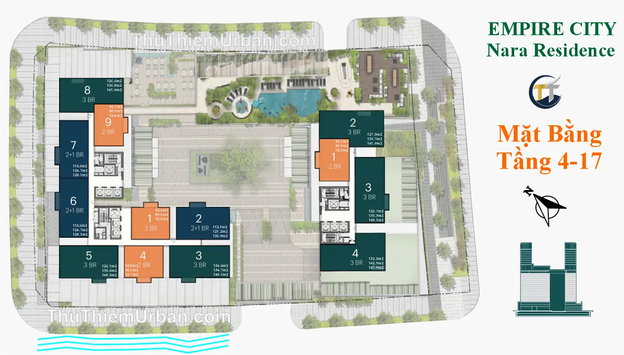 mặt bằng (layout) căn hộ dự án nara residence - mu8 empire city thủ thiêm - tầng 4-17 trần thái new