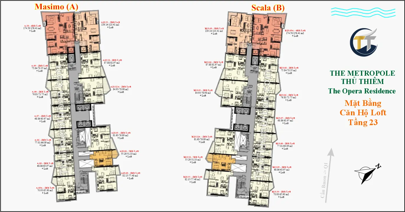 măt bằng (layout) căn hộ the opera residence thủ thiêm - tầng 6-22 - thủ đức new