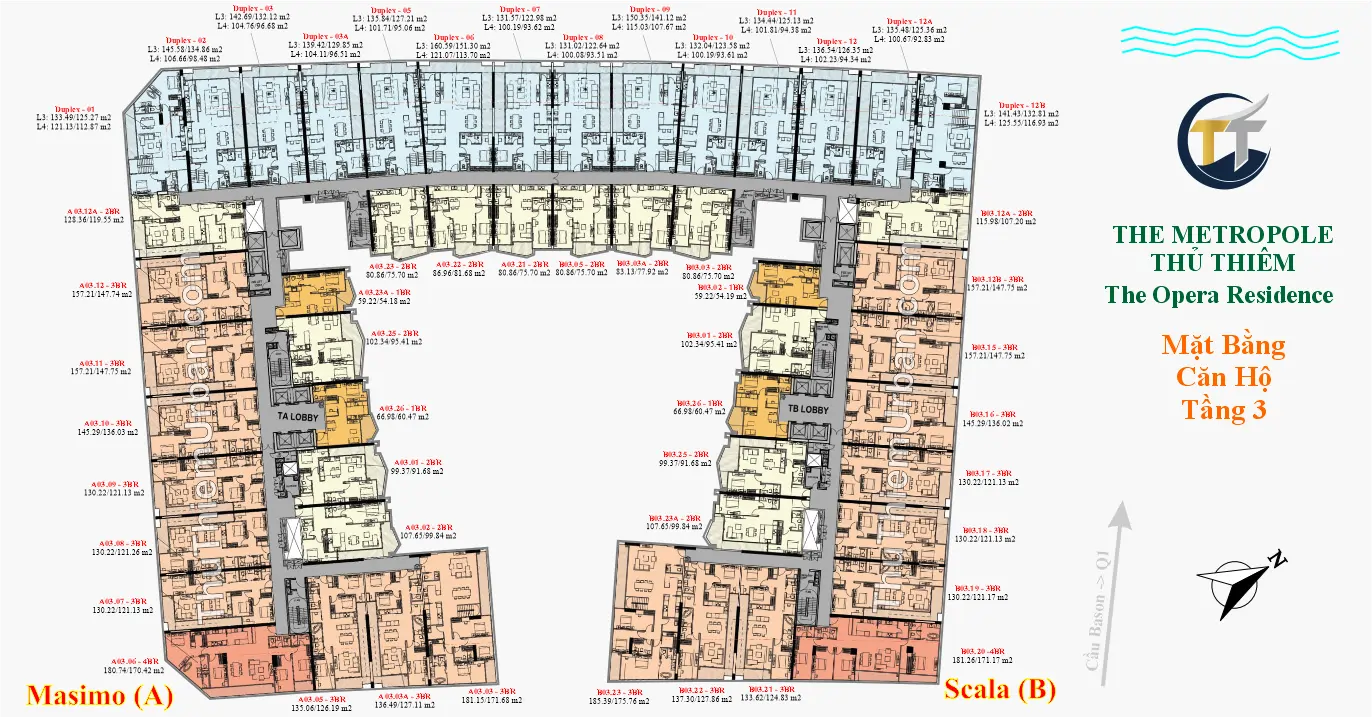 măt bằng (layout) căn hộ the opera residence thủ thiêm - tầng 3 - sơn kim land new