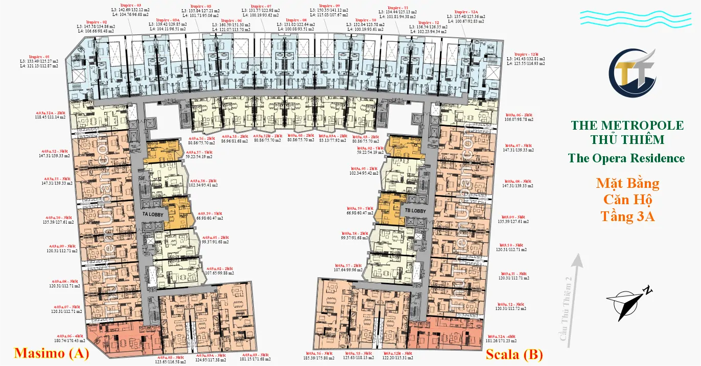 măt bằng (layout) căn hộ the opera residence thủ thiêm - tầng 3 - sơn kim land new