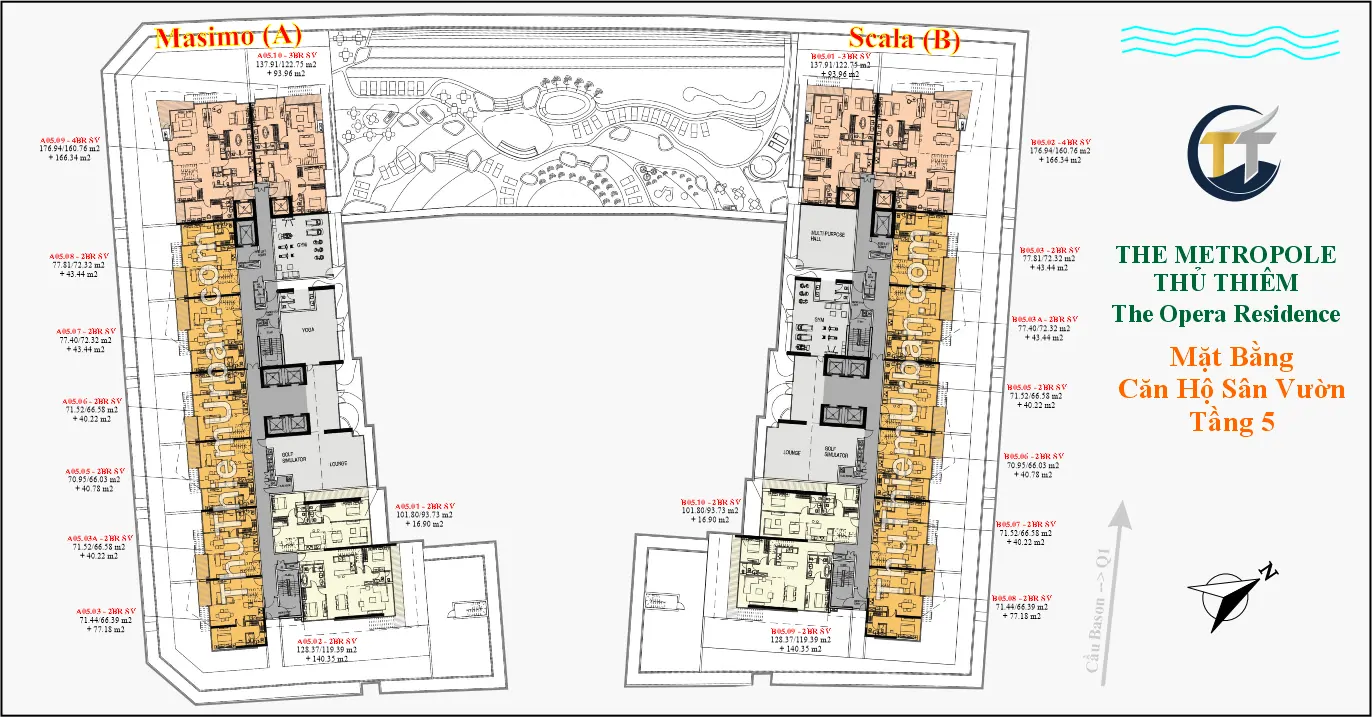 măt bằng (layout) căn hộ the opera residence thủ thiêm - tầng 5 - dự án new