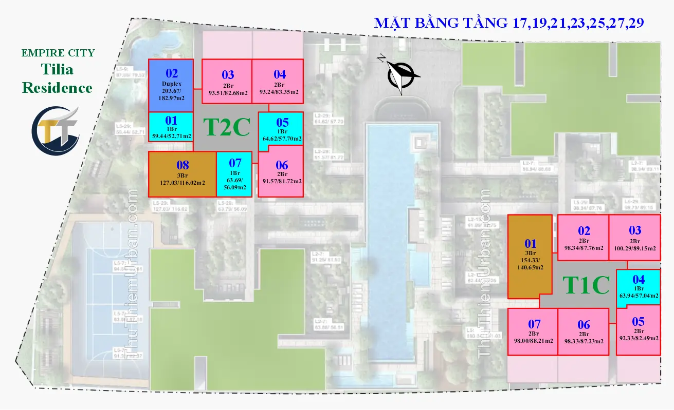 mặt bằng (layout) căn hộ tiện ích tilia residence - MU7 Empire CIty Thủ Thiêm - tầng 17,19,21,23,25,27,29 trần bạch đằng new
