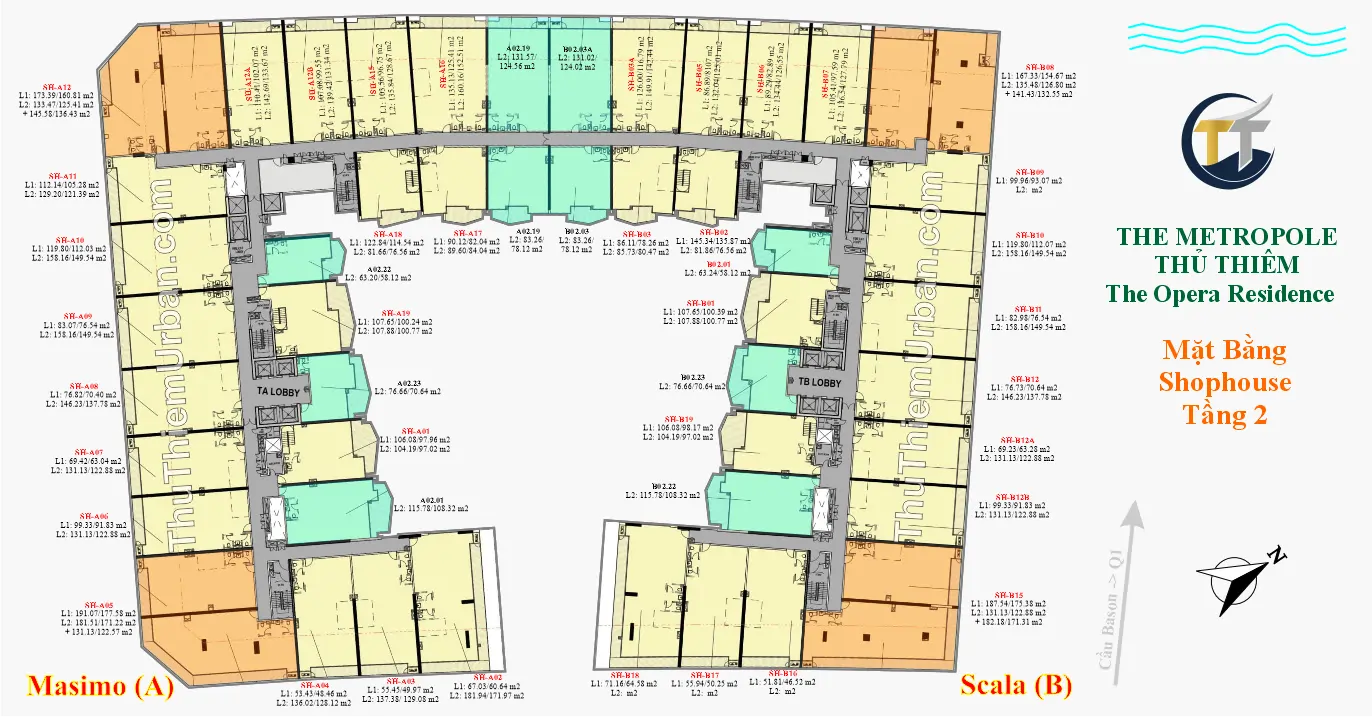 măt bằng (layout) shophouse the opera residence thủ thiêm - tầng 2 - sơn kim land new