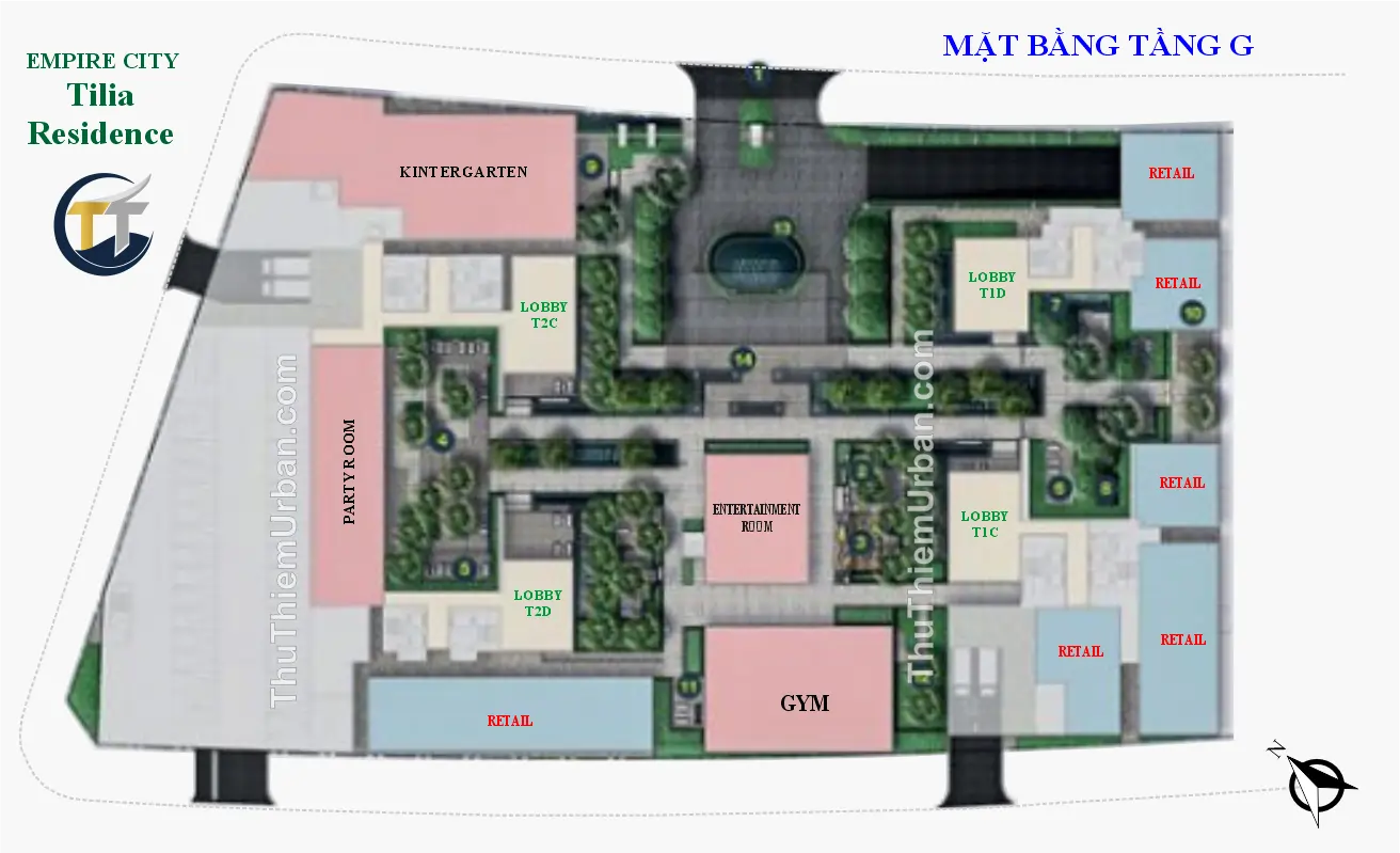 mặt bằng (layout) shophouse tiện ích tilia residence - MU7 Empire CIty Thủ Thiêm - tầng 1 - trệt new