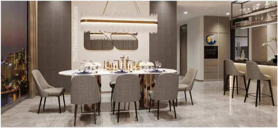 nội thất phòng ăn căn hộ the opera residence metropole new