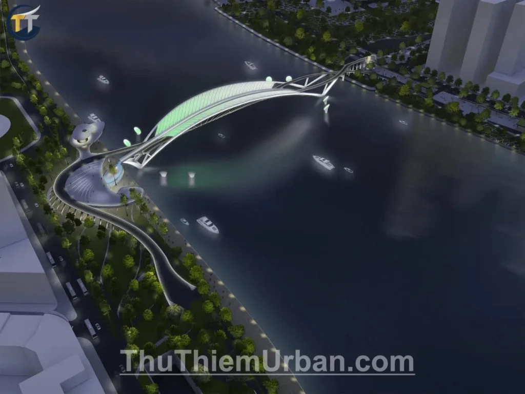 phối cảnh cầu đi bộ thủ thiêm new