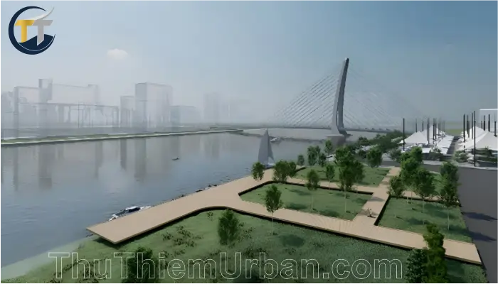 phối cảnh công viên bán nguyệt bờ sông thủ thiêm new