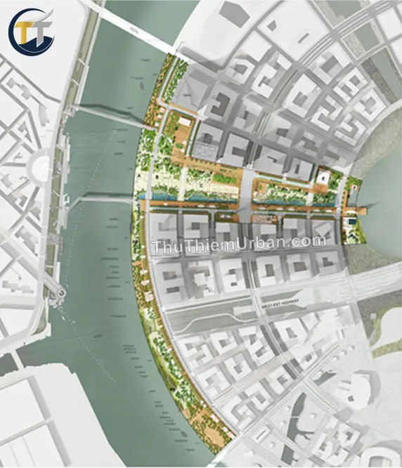phối cảnh công viên bờ sông vầng trăng thủ thiêm new