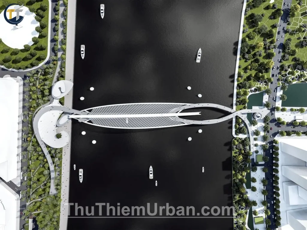 phối cảnh kết nối không gian cầu đi bộ thủ thiêm sông sài gòn new