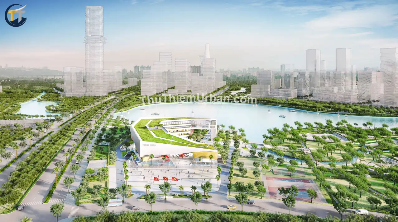 phối cảnh quảng trường cung thiếu nhi hồ trung tâm thủ thiêm new