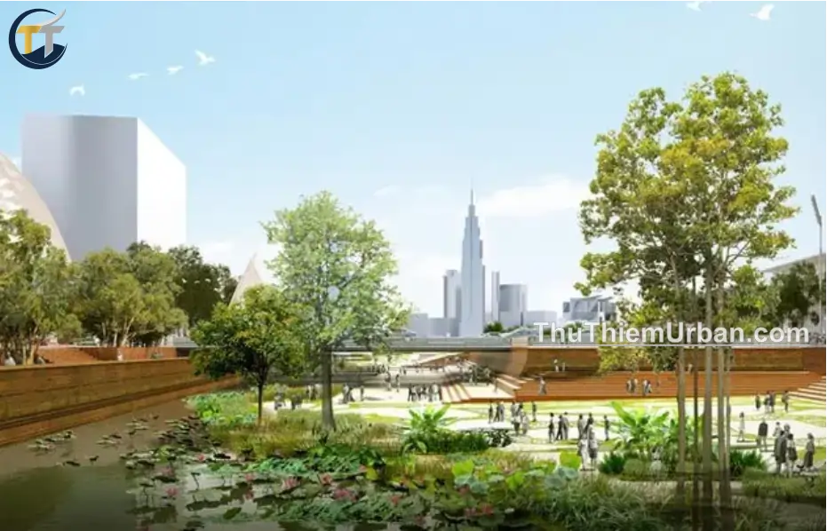 phối cảnh quảng trường trung tâm thủ thiêm - 1 góc cảnh quan new