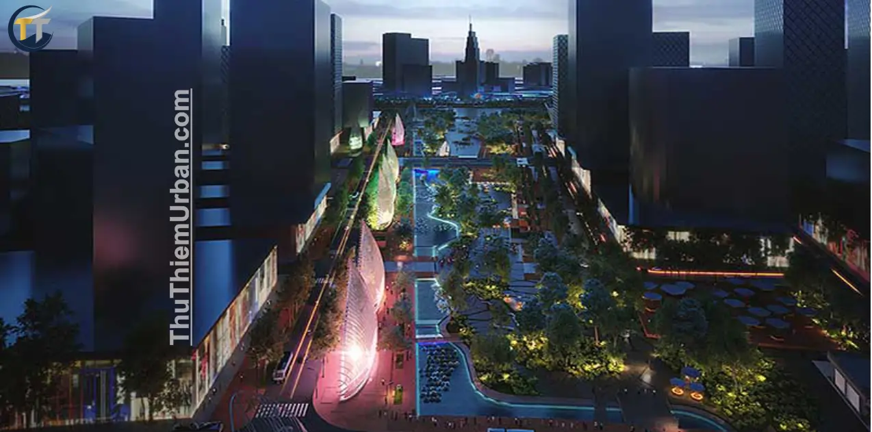 phối cảnh quảng trường trung tâm thủ thiêm - về đêm new