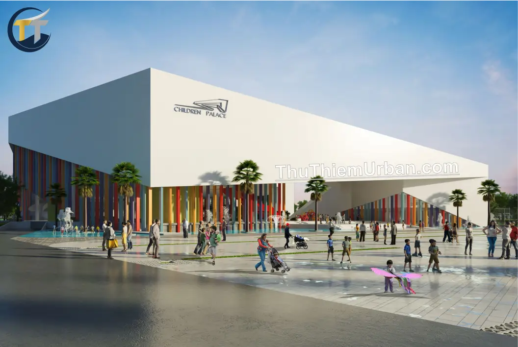 phối cảnh sân trước cung văn hóa thiếu nhi thủ thiêm new