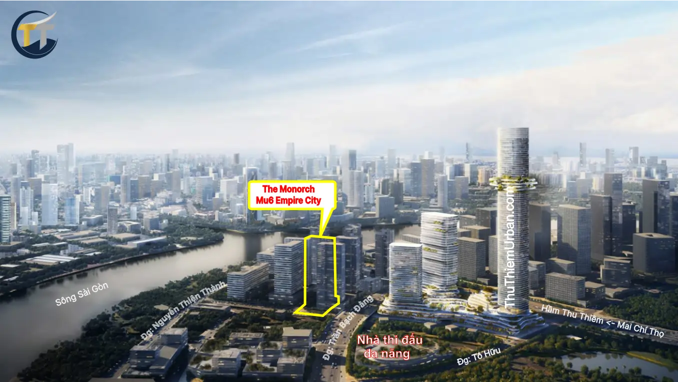 phối cảnh vị trí dự án phân khu the monarch - mu6 empire city thủ thiêm new
