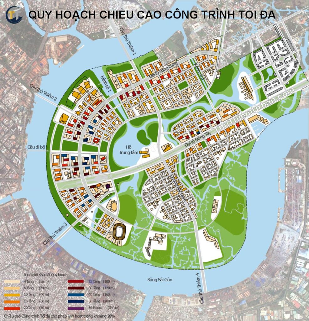 quy hoạch chiều cao công trình tối đa tại thủ thiêm new