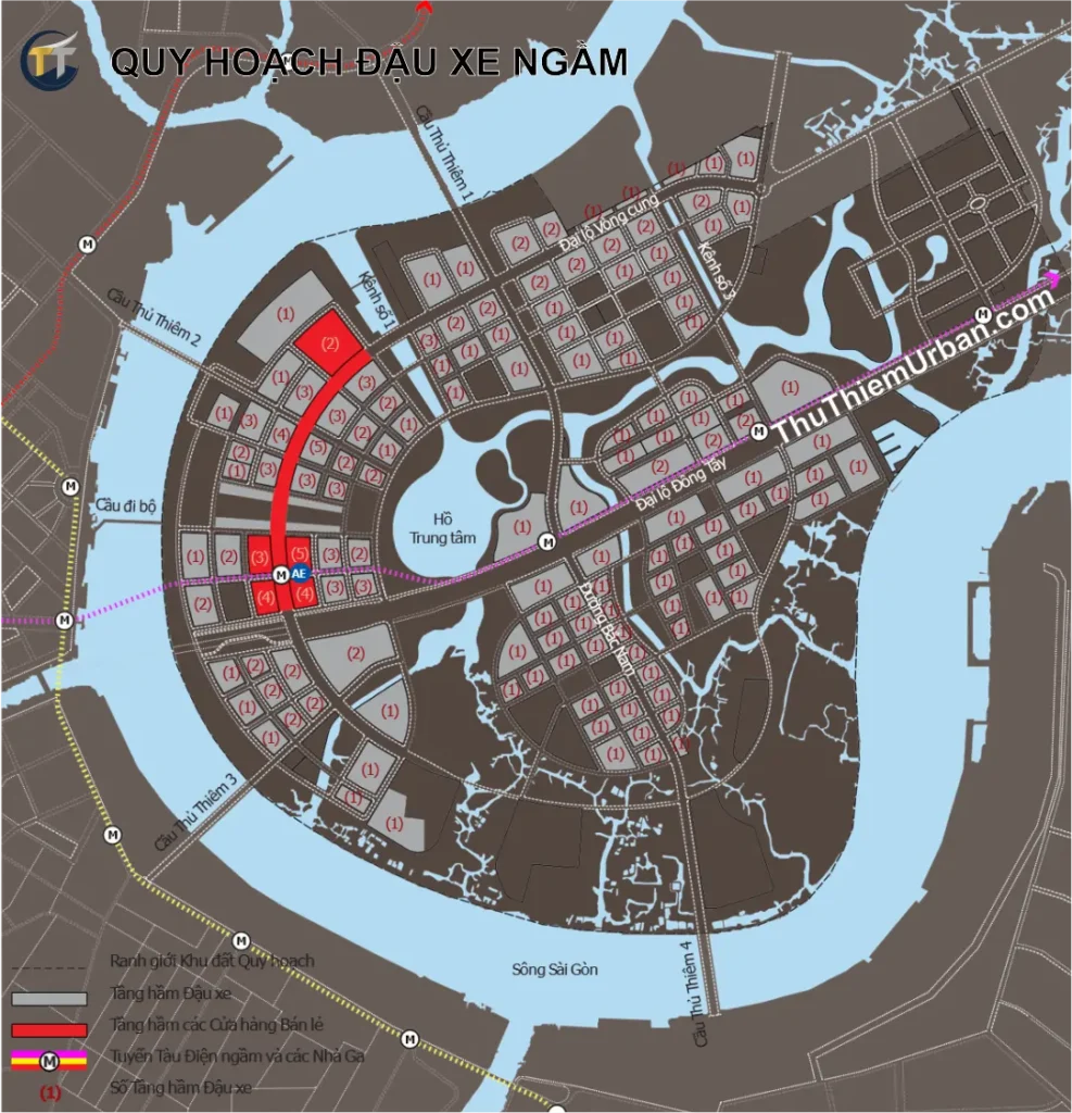quy hoạch đậu xe ngầm tại đô thị thủ thiêm new