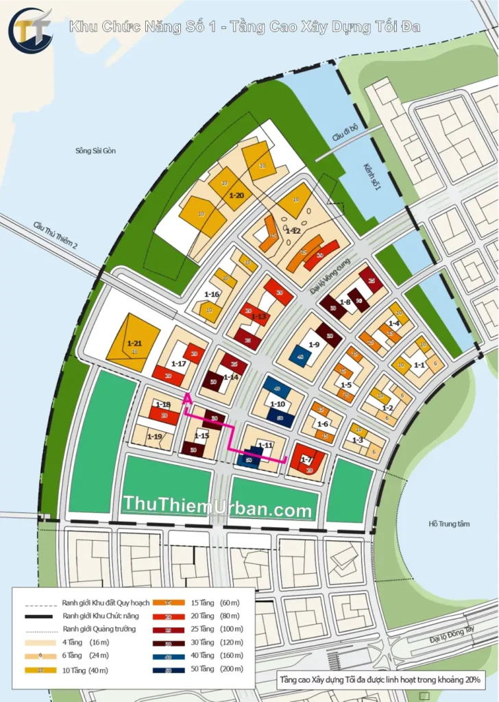 quy hoạch khu chức năng số 1 thủ thiêm - tầng cao xây dựng tối đa new