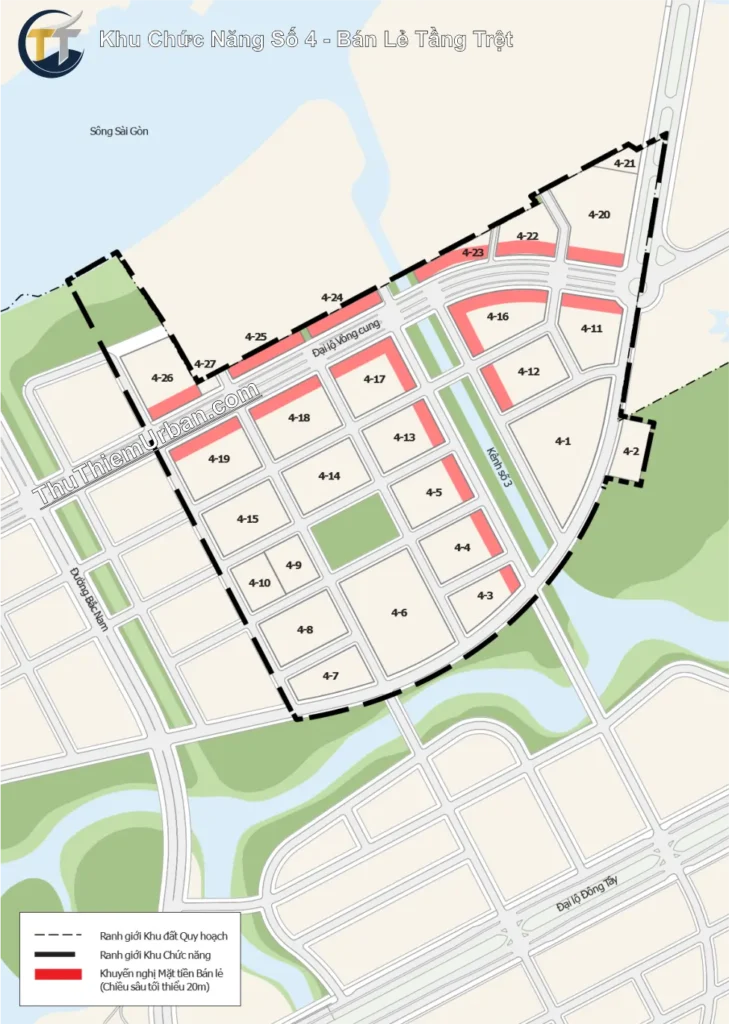 quy hoạch khu chức năng số 4 thủ thiêm, quận 2 - bán lẻ tầng trệt new