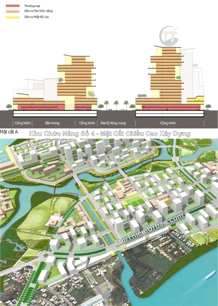 quy hoạch khu chức năng số 4 thủ thiêm, quận 2 - mặt cắt chiều cao xây dựng new