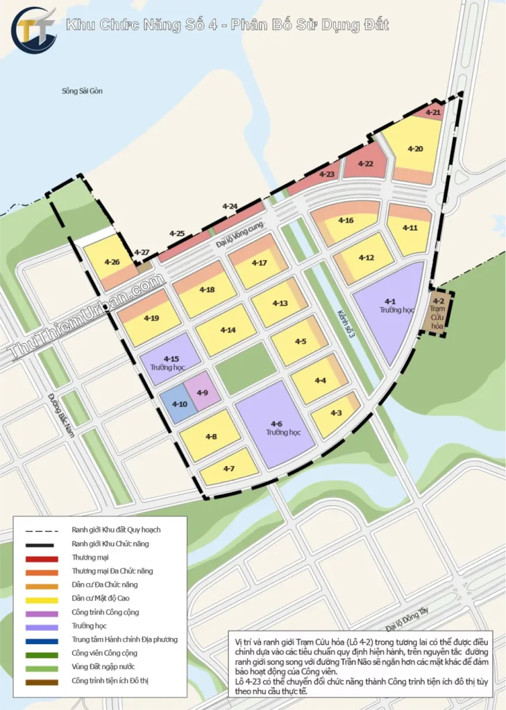 quy hoạch khu chức năng số 4 thủ thiêm, quận 2 - phân bố sử dụng đất new