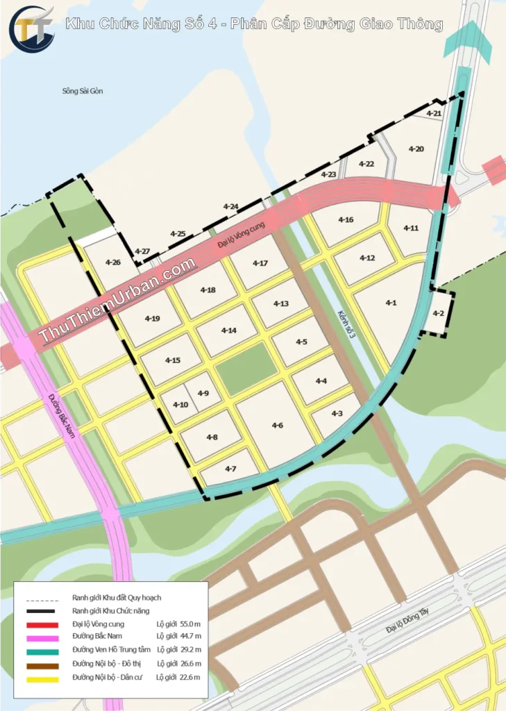 quy hoạch khu chức năng số 4 thủ thiêm, quận 2 - phân cấp đường giao thông new