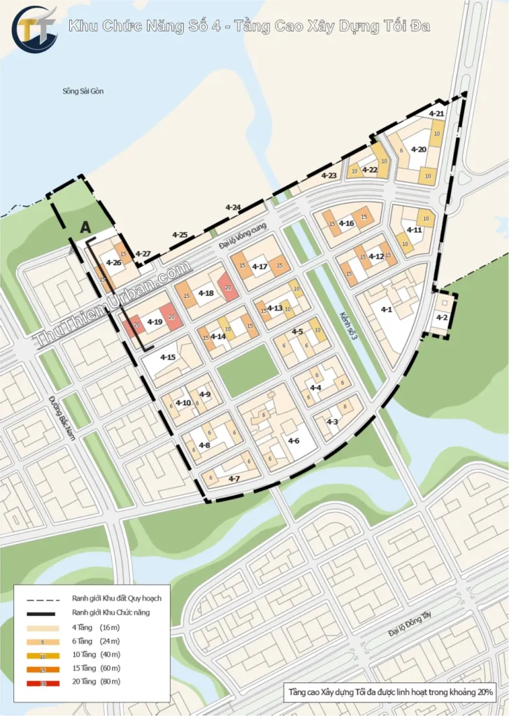 quy hoạch khu chức năng số 4 thủ thiêm, quận 2 - tầng cao xây dựng tối đa new