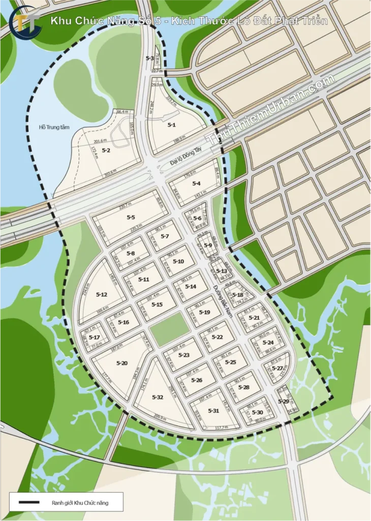 quy hoạch khu chức năng số 5 thủ thiêm , thủ đức - kích thước lô đất phát triển new