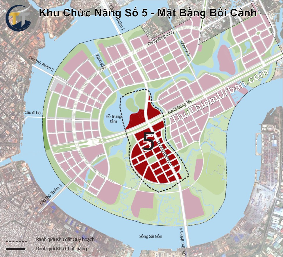 quy hoạch khu chức năng số 5 thủ thiêm , thủ đức - mặt bằng bối cảnh new