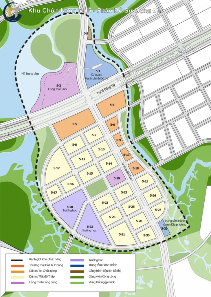 quy hoạch khu chức năng số 5 thủ thiêm , thủ đức - phân bố sử dụng đất new