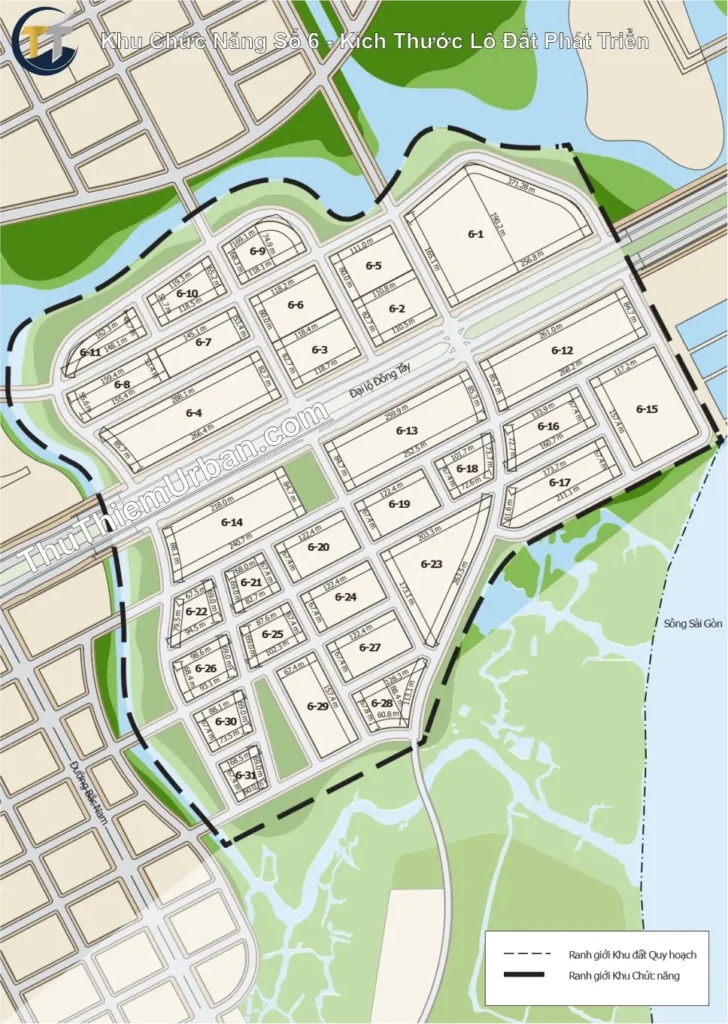 quy hoạch khu chức năng số 6 sala thủ thiêm - kích thước lô đất phát triển new