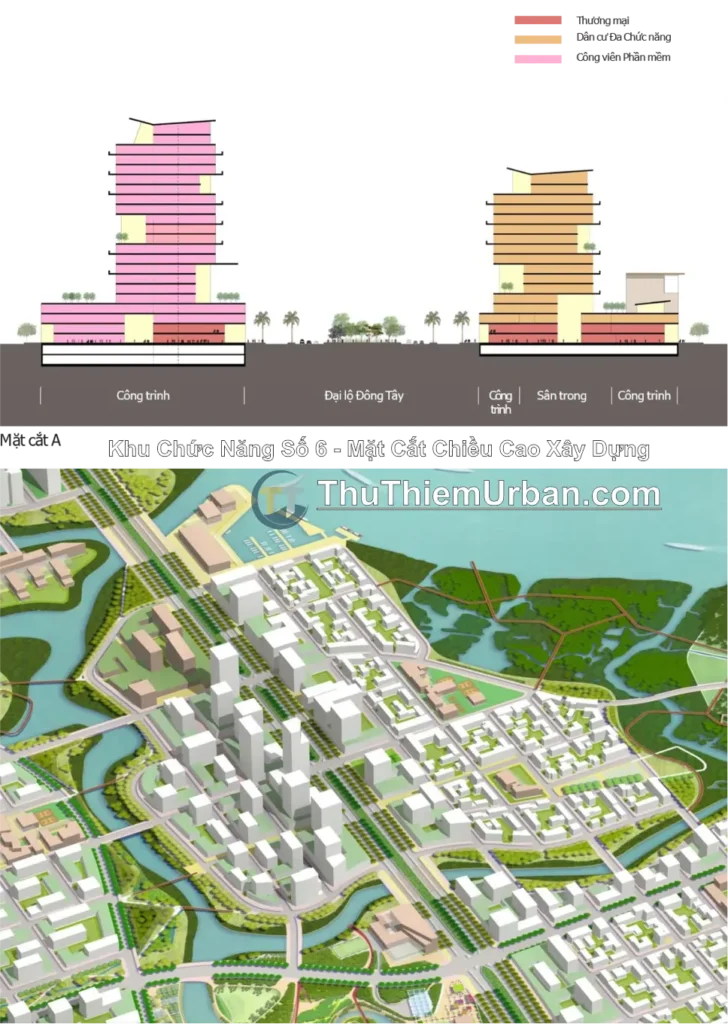 quy hoạch khu chức năng số 6 sala thủ thiêm - mặt cắt chiều cao xây dựng new