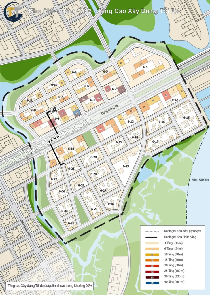 quy hoạch khu chức năng số 6 sala thủ thiêm - tầng cao xây dựng tối đa new