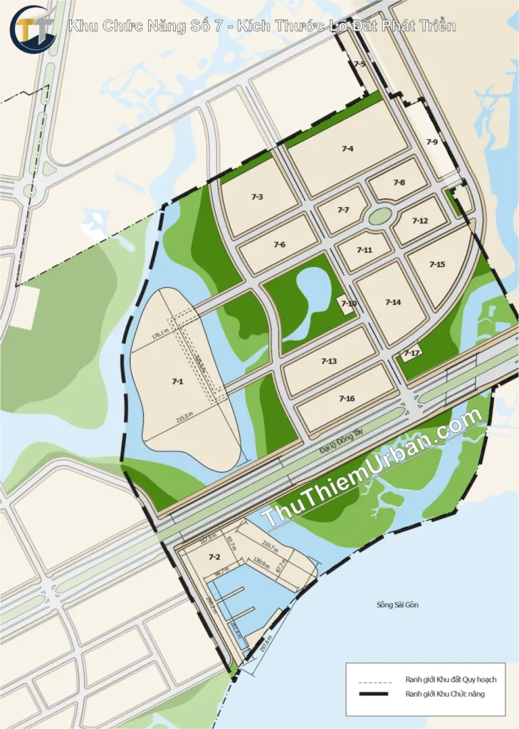 quy hoạch khu chức năng số 7 thủ thiêm, hồ chí minh - kích thước lô đất phát triển new