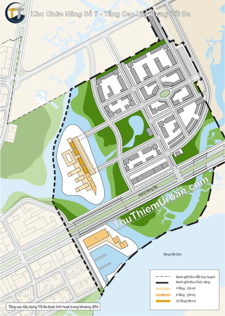 quy hoạch khu chức năng số 7 thủ thiêm, hồ chí minh - tầng cao xây dựng tối đa new