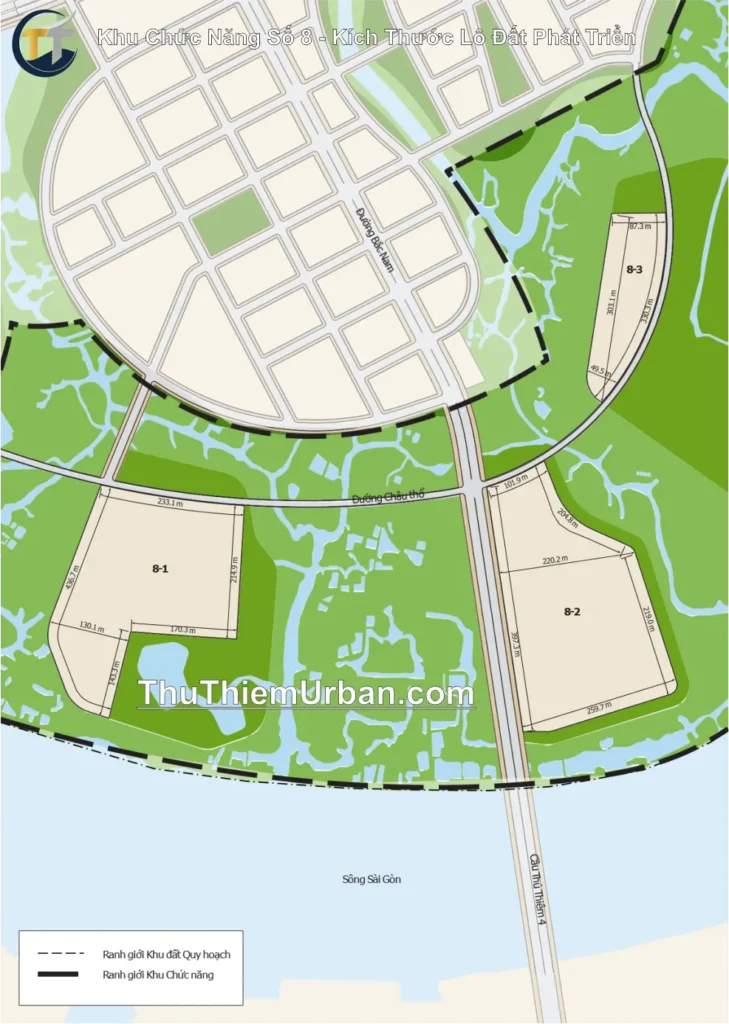 quy hoạch khu chức năng số 8 trung tâm tài chính thủ thiêm - kích thước lô đất phát triển new