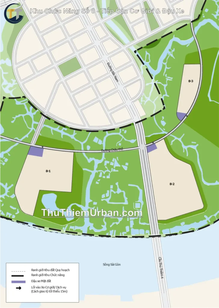 quy hoạch khu chức năng số 8 trung tâm tài chính thủ thiêm - tiếp cận cơ giới & đậu xe mặt đất new