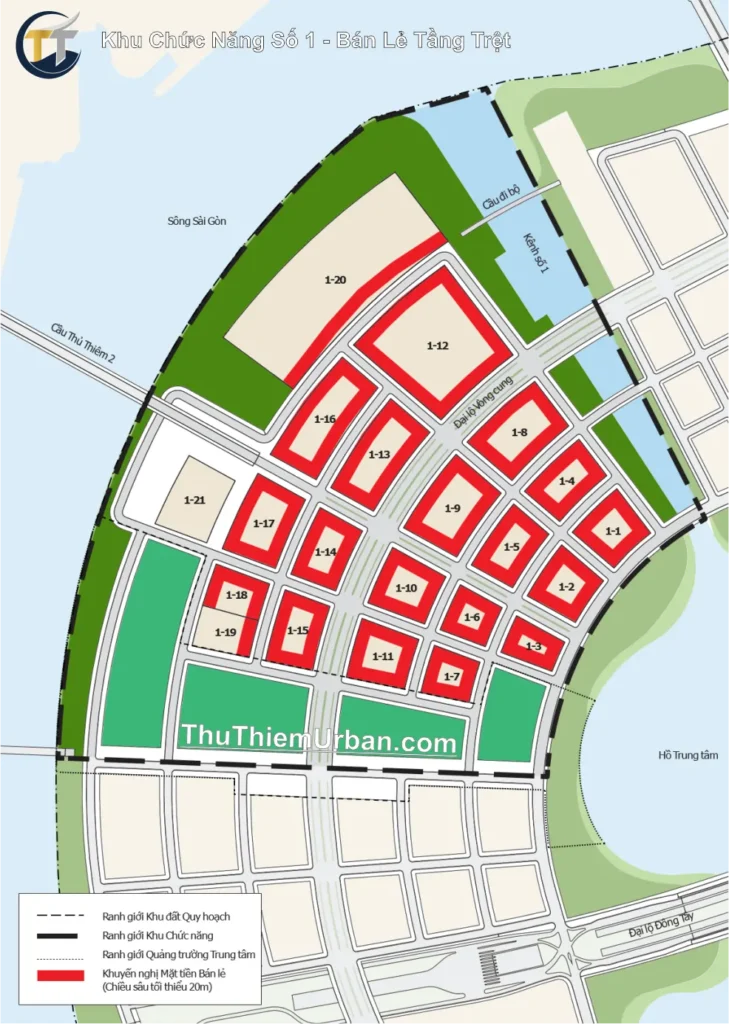quy hoạch khu chức năng số 1 thủ thiêm - bán lẻ tầng trệt new